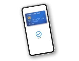 Credit / debit card displayed in a mobile phone